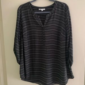 Flowy black and grey patterned top